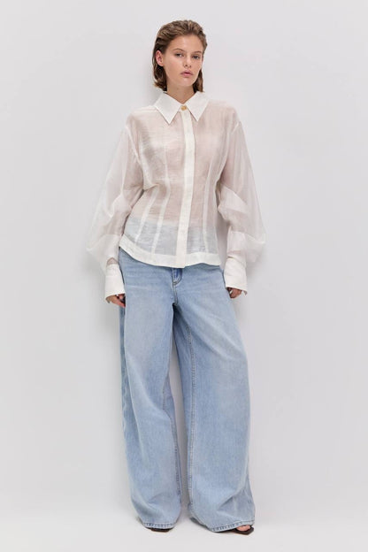 AJ Murphie Linen Blend Tailored Long Sleeve Shirt