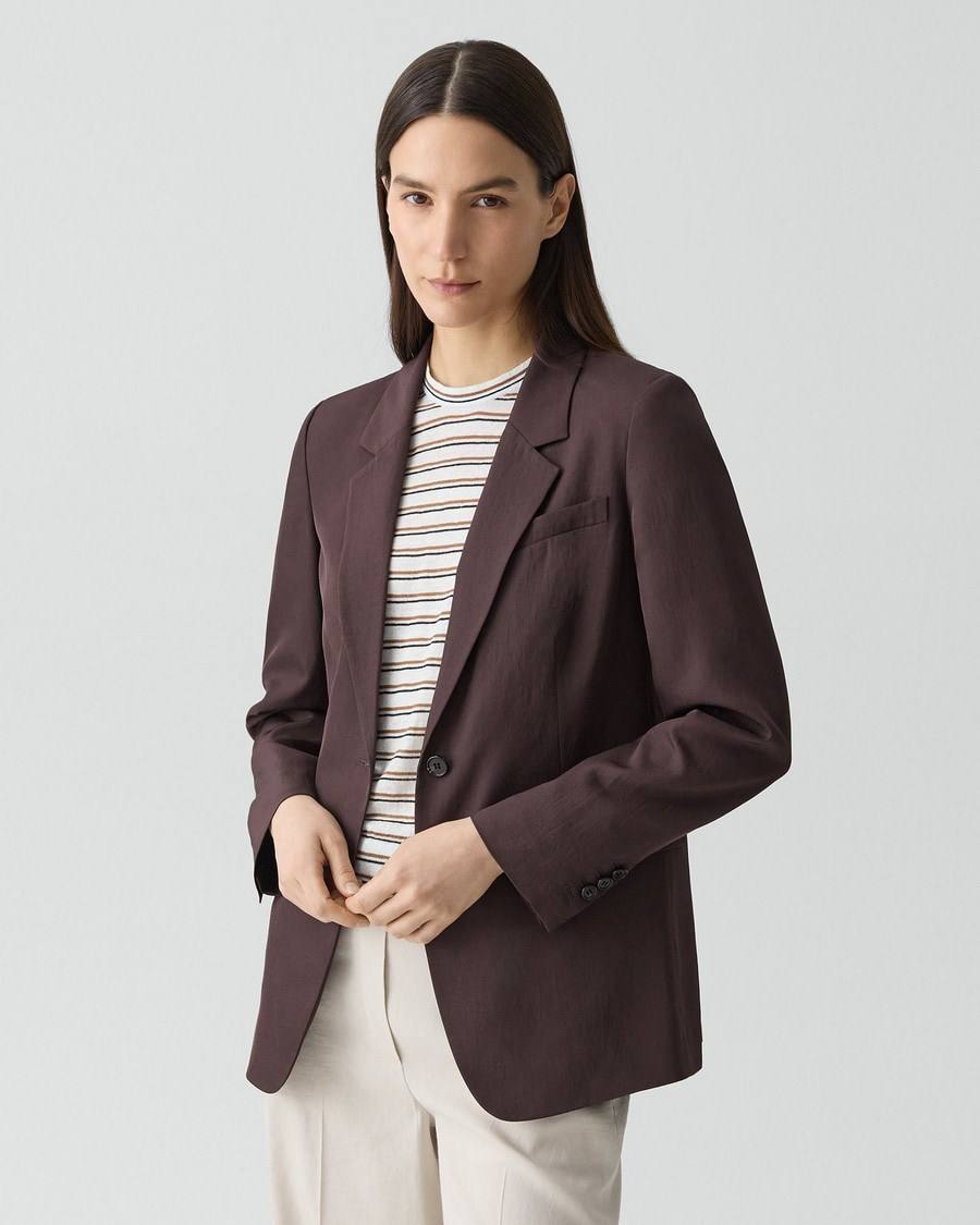 TH Relaxed Blazer | Vented Pull-On Trousers in Washed Twill