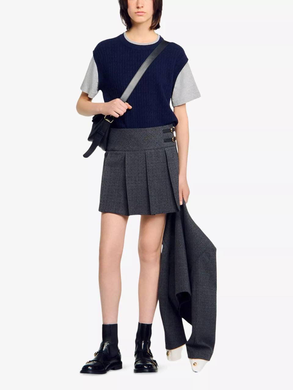 SD Layered Short-Sleeved Knitted Jumper
