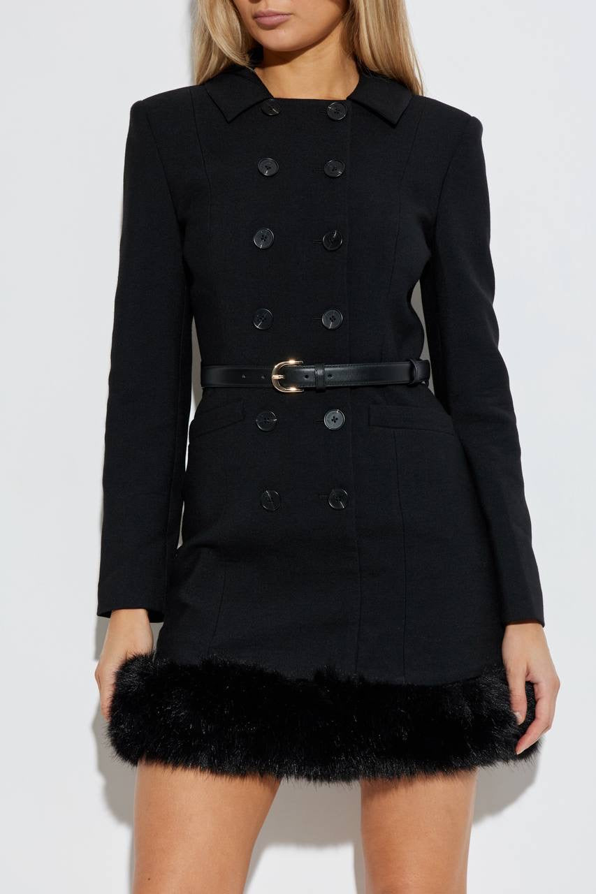 SP Black Wool Double Breasted Mini Dress