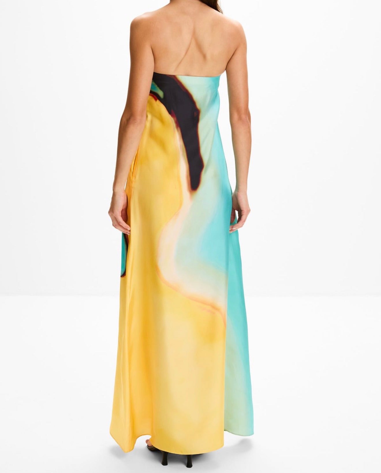 New Colors! CE Aura Rainbow Silk Strapless Maxi Dress