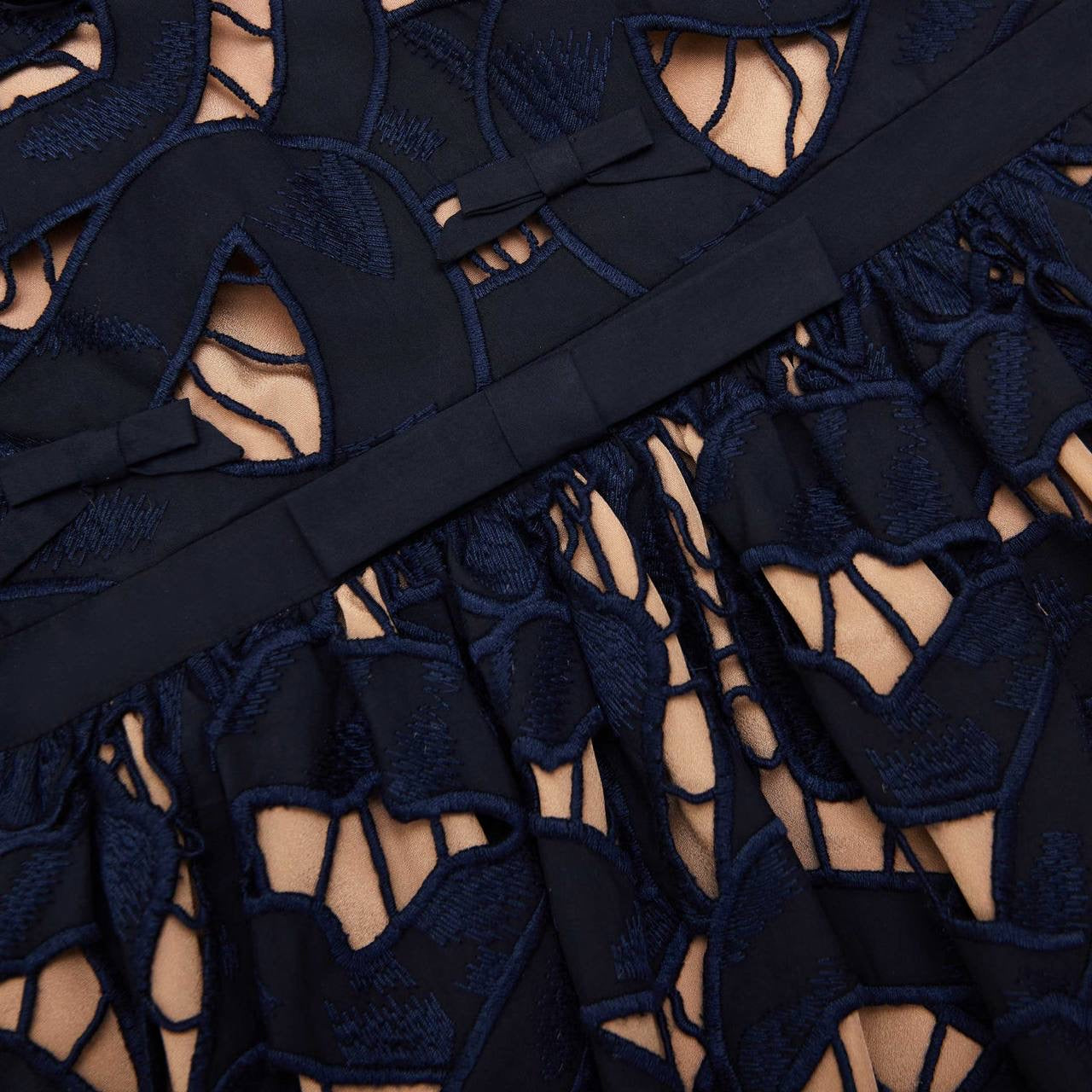 SP Navy Bow Embroidered Mini Dress