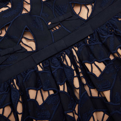 SP Navy Bow Embroidered Mini Dress