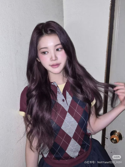 MM Burgundy Argyle Wool Polo Shirt