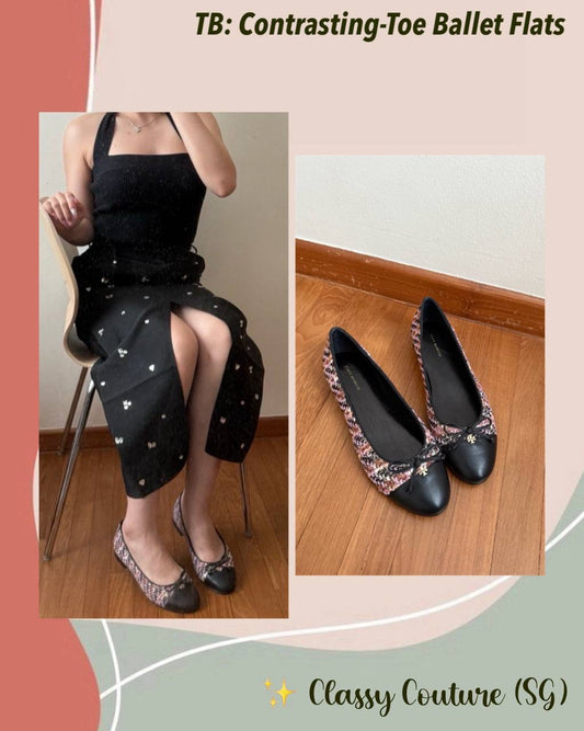 TB Contrasting Toe Ballet Flats