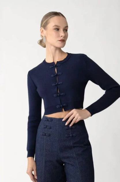 SAU Demi Viscose-blend Cropped Cardigan