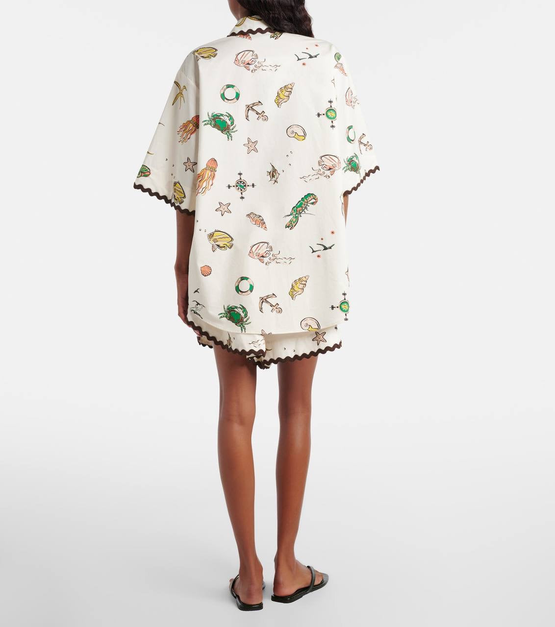ALM Sea-Themed Printed Cotton Shirt | Shorts