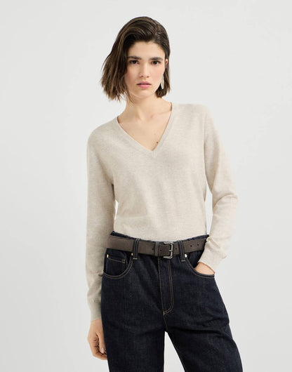 BC Cashmere V-neck Sweater With Monili