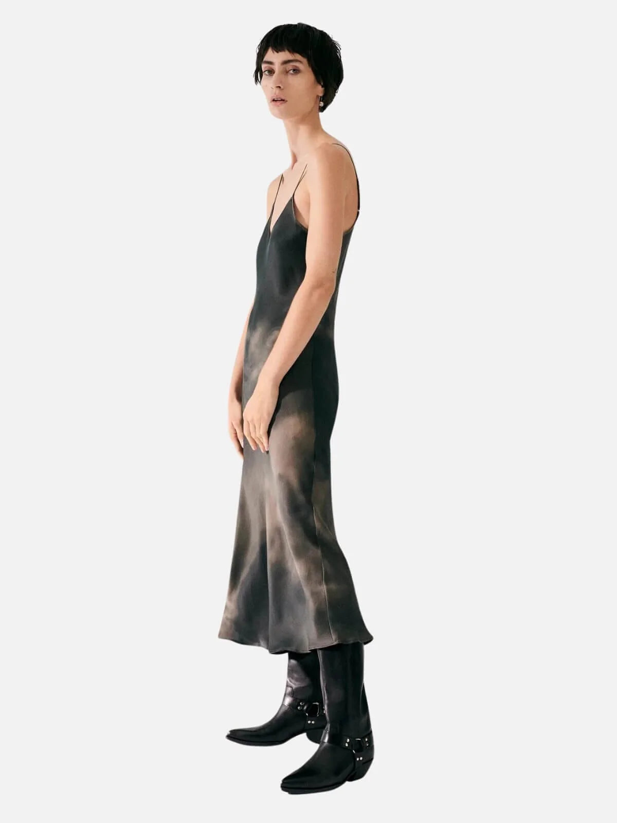 SL 90s Slip Midi Dress in Smoke | Phosphate Silk