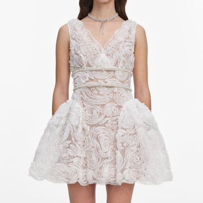 SP White Tulle Lace Mini Dress