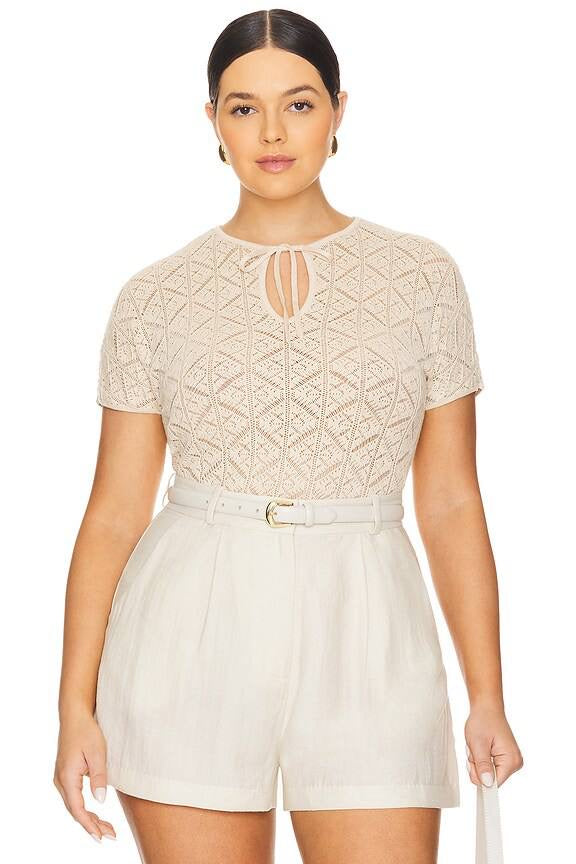 LA Tillie Cotton-blend Open-knit Top