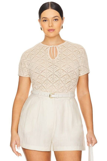 LA Tillie Cotton-blend Open-knit Top