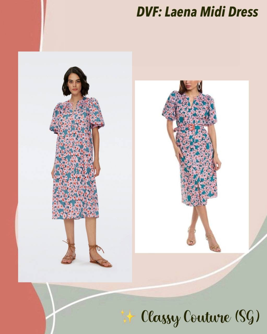 DVF Laena Cotton-blend Belted Midi Dress