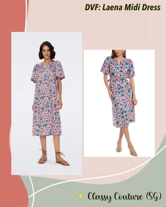 DVF Laena Cotton-blend Belted Midi Dress