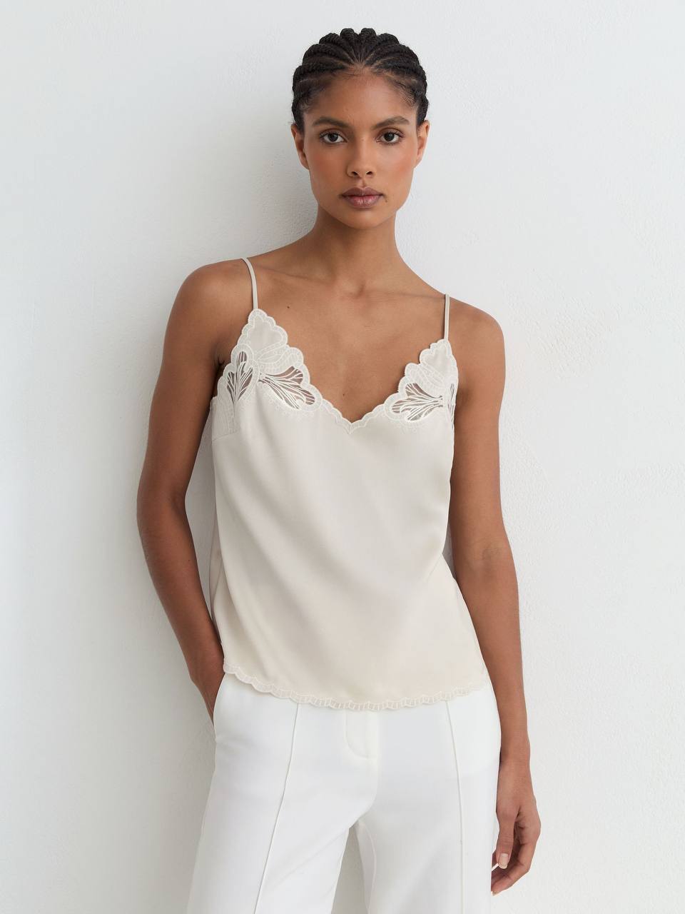 RS Joanie Satin Lace-Detail Cami Top