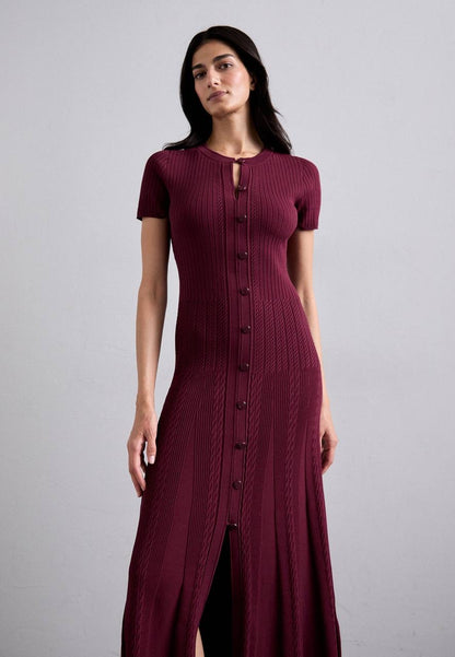 SD Milla Viscose Knit Midi Dress in Navy blue & Wine red