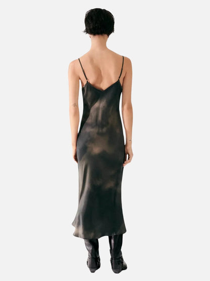 SL 90s Slip Midi Dress in Smoke | Phosphate Silk