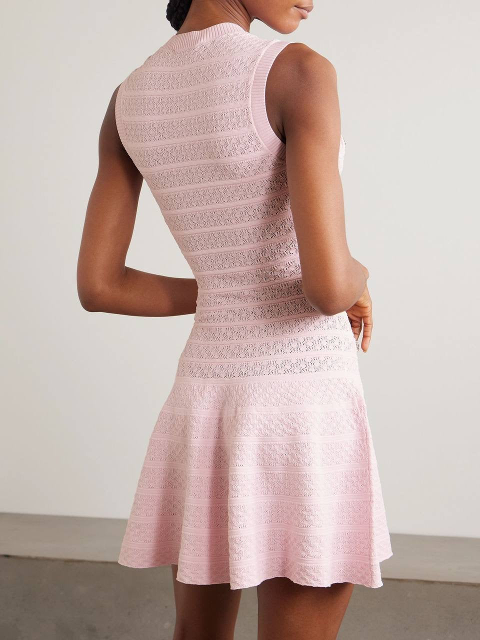 SP Pink Pointelle Diamanté Knit Mini Dress