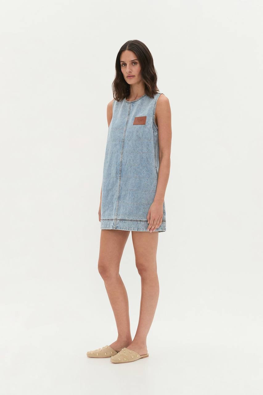 AJ Kindle Denim Sleeveless Shift Mini Dress