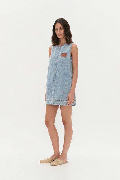 AJ Kindle Denim Sleeveless Shift Mini Dress
