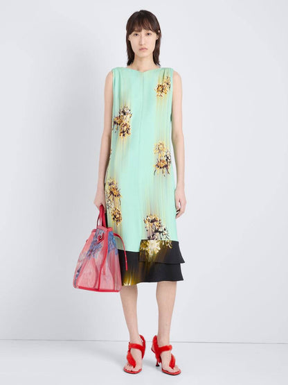 PS Rhetta Stretch-Viscose Shift Midi Dress In Blurred Chrysanthemum Print