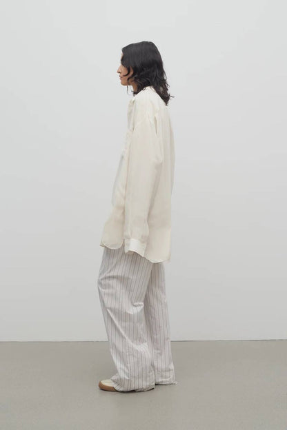 TR Hypnosta Striped Cotton Poplin Wide Leg Pants