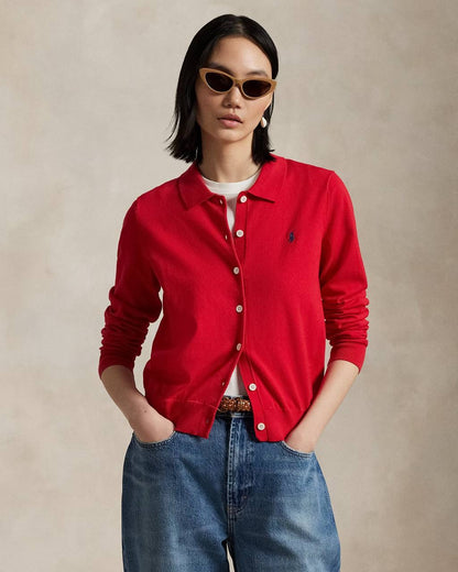 RL Polo-Collar Cotton-blend Buttoned Cardigan