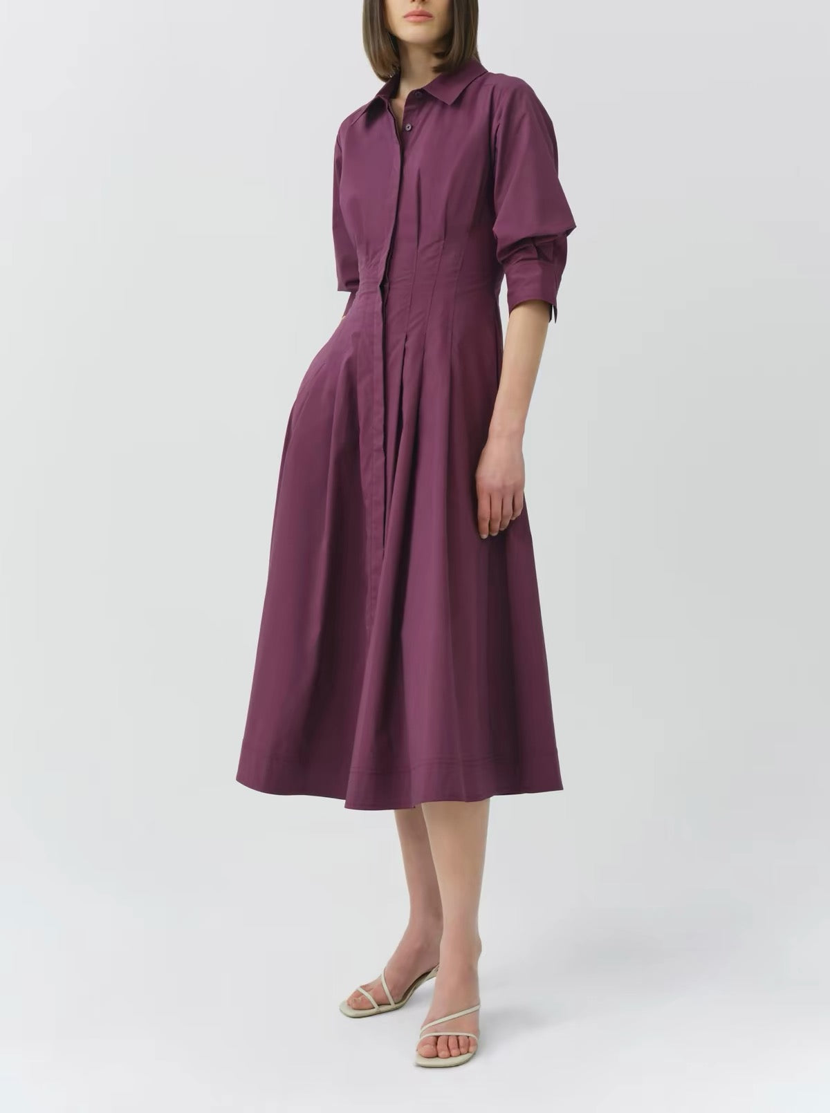 (PART 1/2) SK Jazz Pintuck Cotton-blend Midi Dress