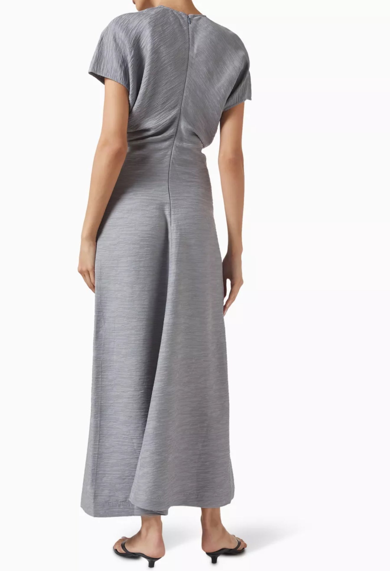3 Colours! Tot Slouch Waist Crinkled Viscose-Blend Midi Dress