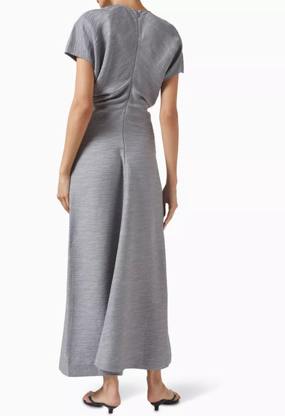 3 Colours! Tot Slouch Waist Crinkled Viscose-Blend Midi Dress