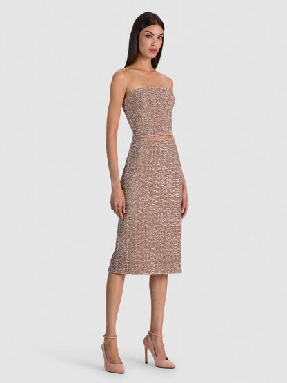 Cosette Corset Strapless Bandeau Top | Fifi Midi Skirt | Sequin Set