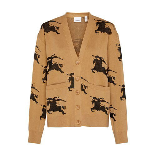 BBR Brittany Cotton Silk All-over Logo Cardigan in Tan EKD