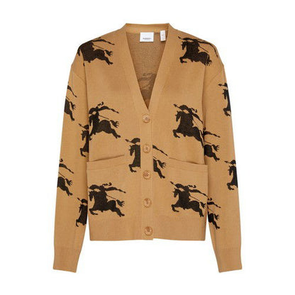 BBR Brittany Cotton Silk All-over Logo Cardigan in Tan EKD