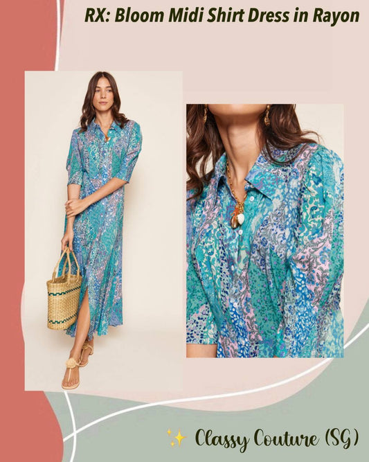 RX Bloom Viscose Midi Shirtdress