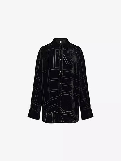 TOT Devoré-Velvet Shirt | Wide-Leg Pants | Monogram Viscose-Silk Set