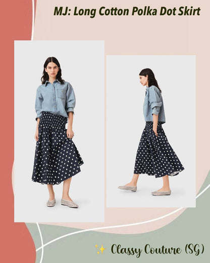 MJ Long Cotton Polka Dot Skirt