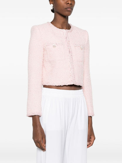 SP Pink Cropped Boucle Tinsel Jacket | Mini Skirt | Set