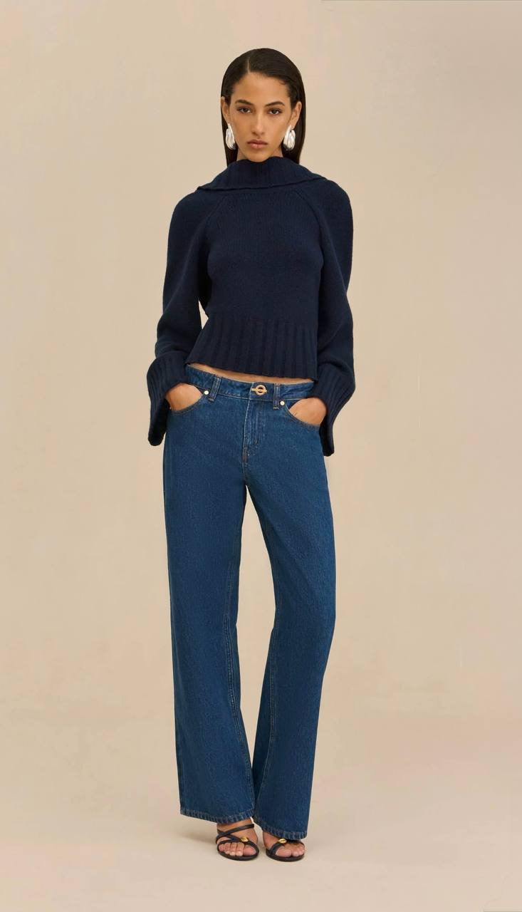 CG Milika Merino Wool-Cotton Cowl Back Sweater