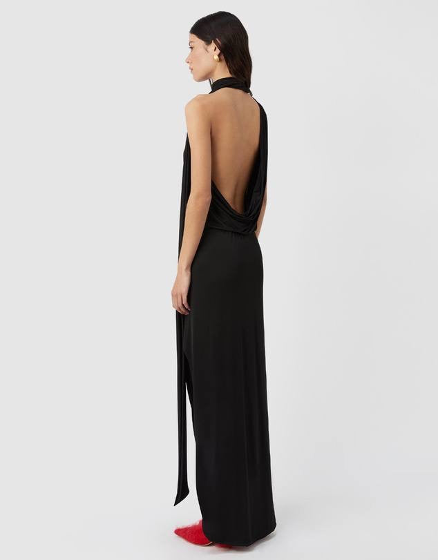 CM Marino Stretch-cotton Jersey Scarf-detail Midi Dress
