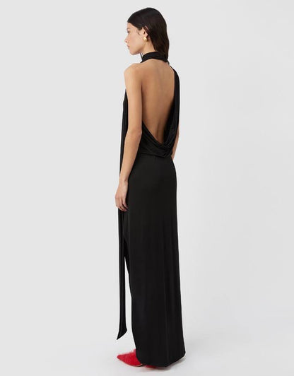CM Marino Stretch-cotton Jersey Scarf-detail Midi Dress