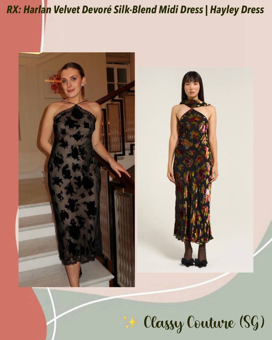 RX Harlan Velvet Devoré | Hayley Viscose-Silk Halter Midi Dress