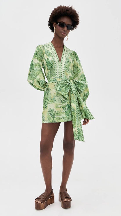 ALM Sara Cotton-Silk Blouson Sleeve Mini Dress