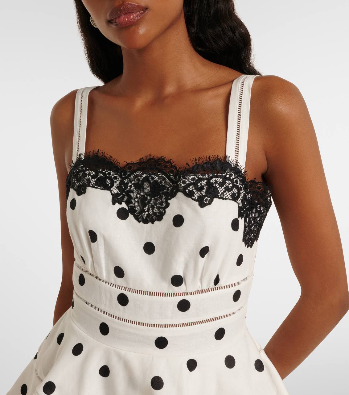 SP Linen-Cotton Polka Dot Midi Dress