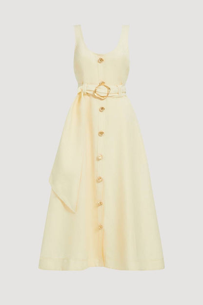 AJ Leonie Linen-blend Midi Dress
