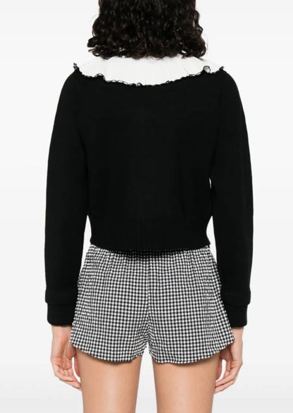 SD Roman Wool-Blend Ruffle Collar Cardigan