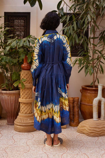 ALM Martine Tie Dye Ramie Shirtdress Midi Dress