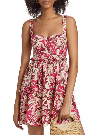 CC Audrey Leafy Cotton Bustier Mini Dress