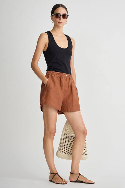 AA Godet Linen Tank | Mar Shorts in Harissa