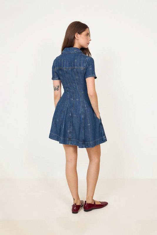 SP Rhinestone Stripe Denim Mini Dress