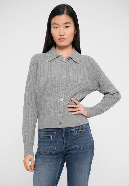 MJ Rhinestone Embellished Collar Cardigan